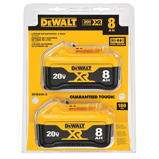 Two 20 Volt 8 AMP hours Batteries in plastic Packaging